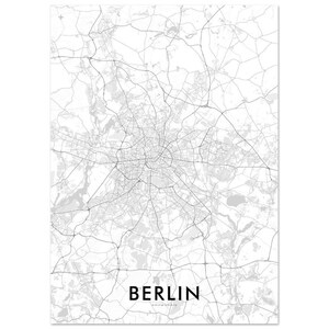 Póster Mapa de la ciudad de Berlín (50 x 70 cm), póster, cartel de Berlín, ilustración de Berlín, souvenir de Berlín