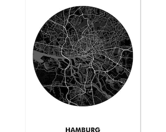 Poster city map Hamburg (50 x 70 cm), poster, Hamburg poster, Hamburg illustration, Hamburg souvenir