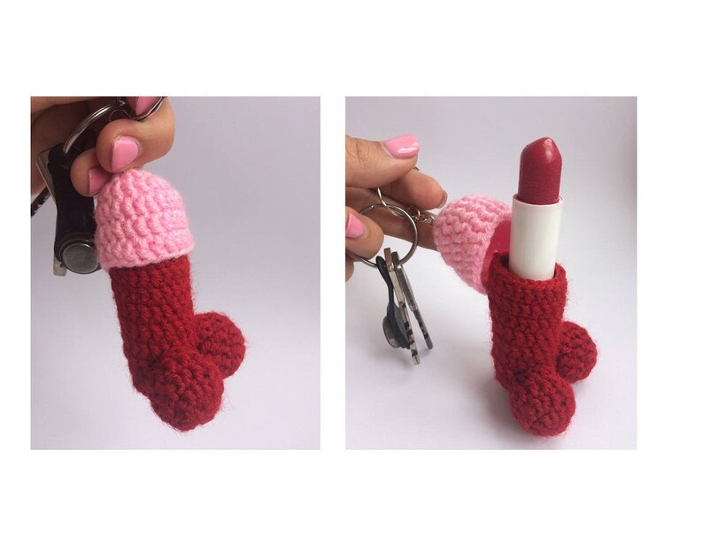 Penis Lip Balm Cozy Knitted penis lipstick crochet penis image 0.