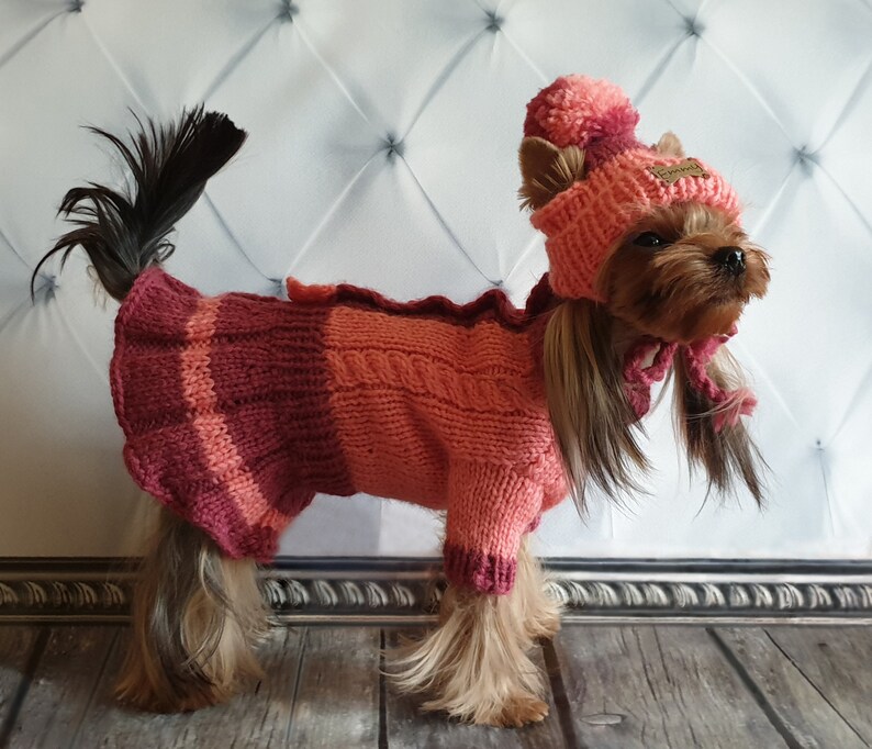 Handmade Dog Clothes Knitted Dress for Dogs Knitting Dog Set Etsy