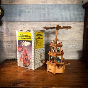 Vintage Christmas Pyramid Nativity Tiered Wooden Carousel