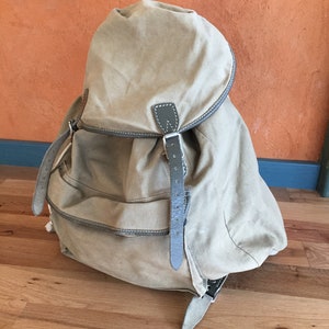 Vintage Backpack, Green Canvas Backpack, Fabric Backpack, Tarpaulin Backpack