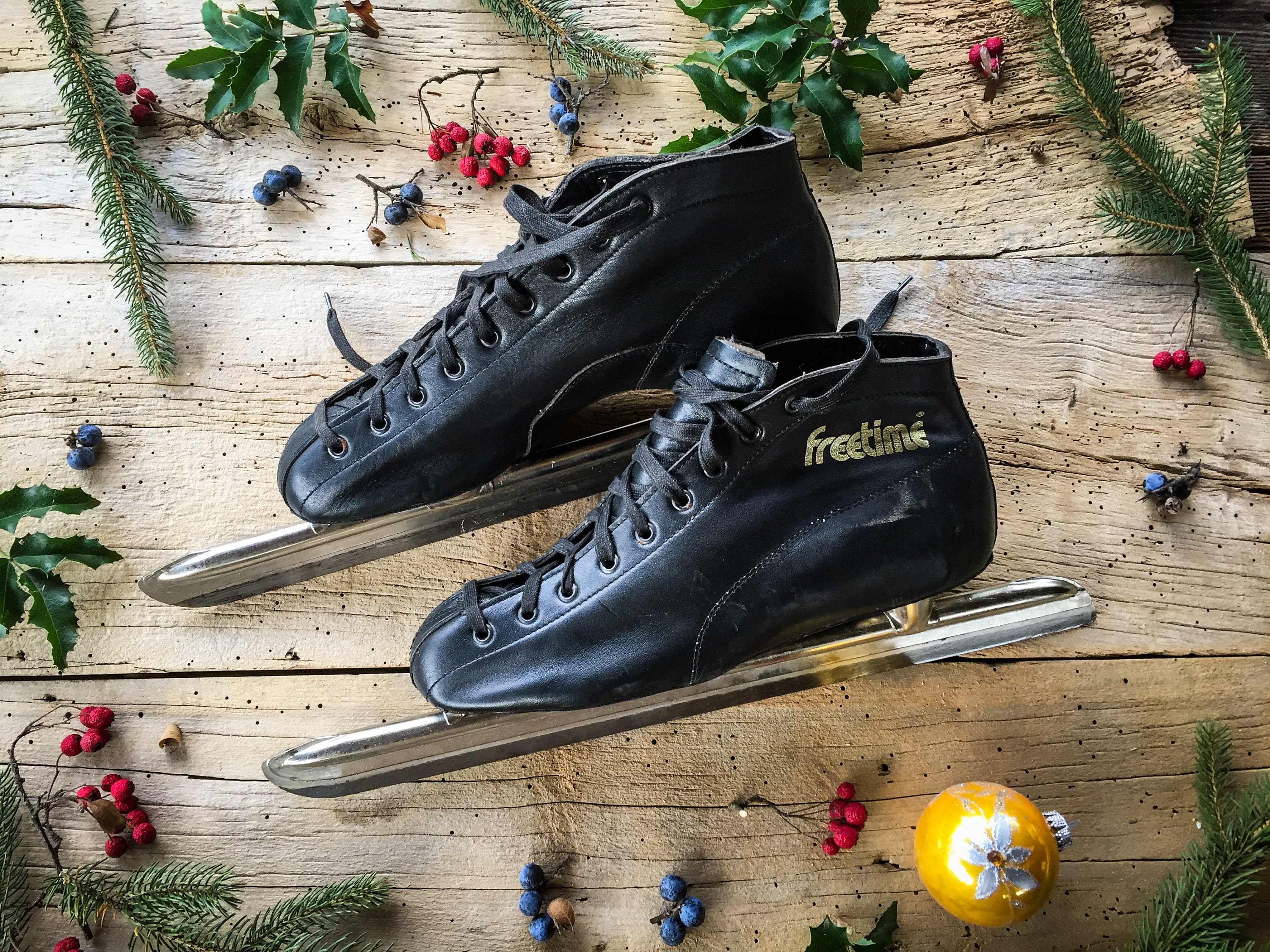 Vintage Leather Ice Skates Etsy UK