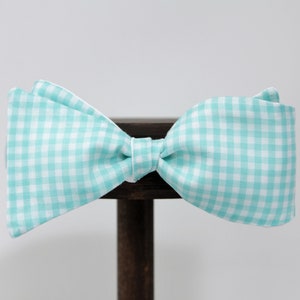 Mint Gingham Fliege zum Binden