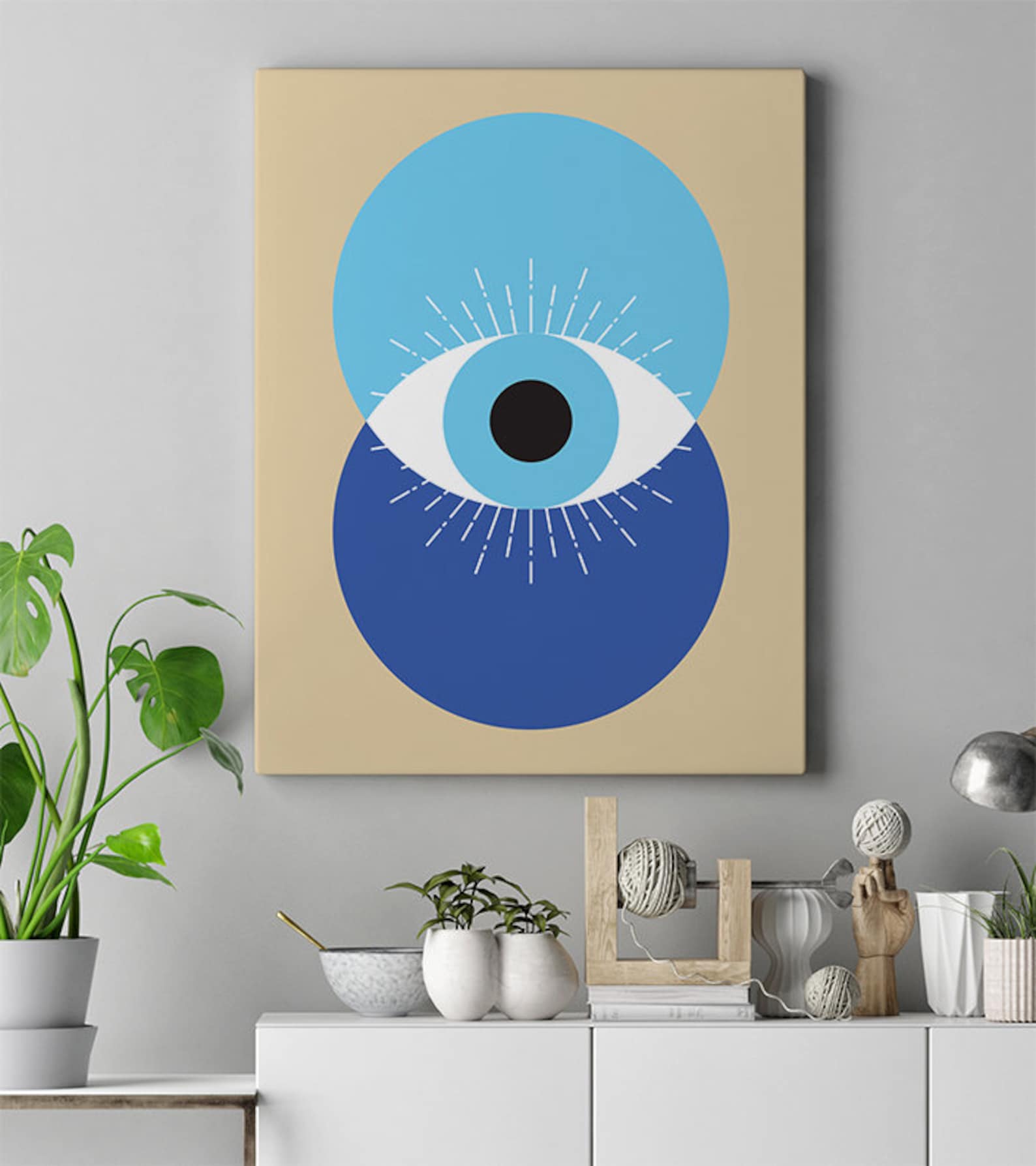 Evil Eye Wall Art Print Greek Evil Eye Mid Century Modern | Etsy