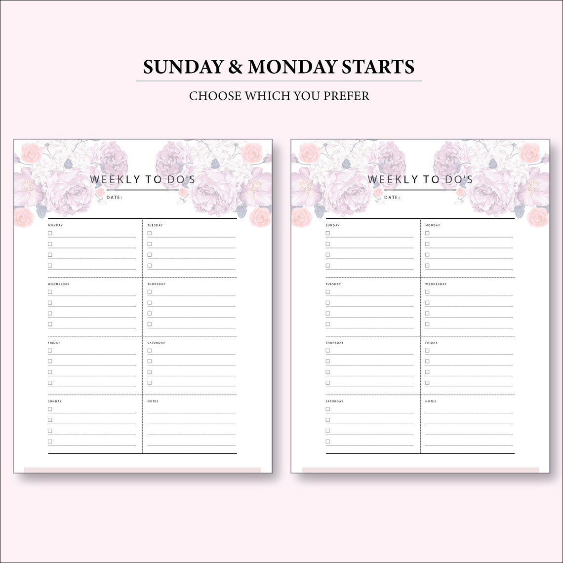 Floral Weekly Planner Printable Instant Download Undated | Etsy
