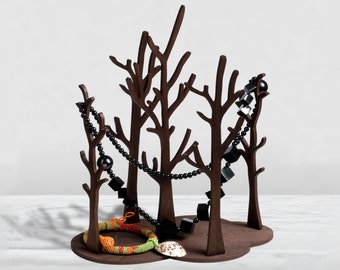 Rustic Wood Jewelry Tree Stand: Necklace, Bracelet & Ring Holder