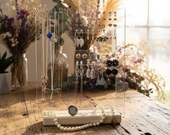 Personalized Jewelry Holder: Acrylic Earring, Ring & Necklace Stand