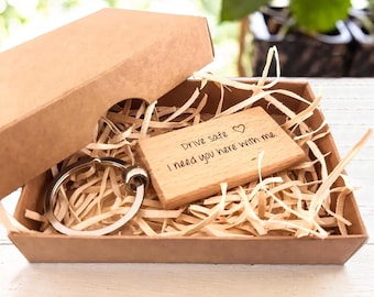 Engraved Wood Keychain, Personalized Keyring, Custom Car Accessory