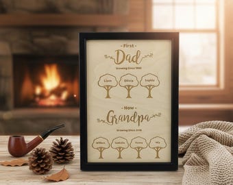 Personalized Grandpa Frame of Wood: Rustic Father's Day Gift