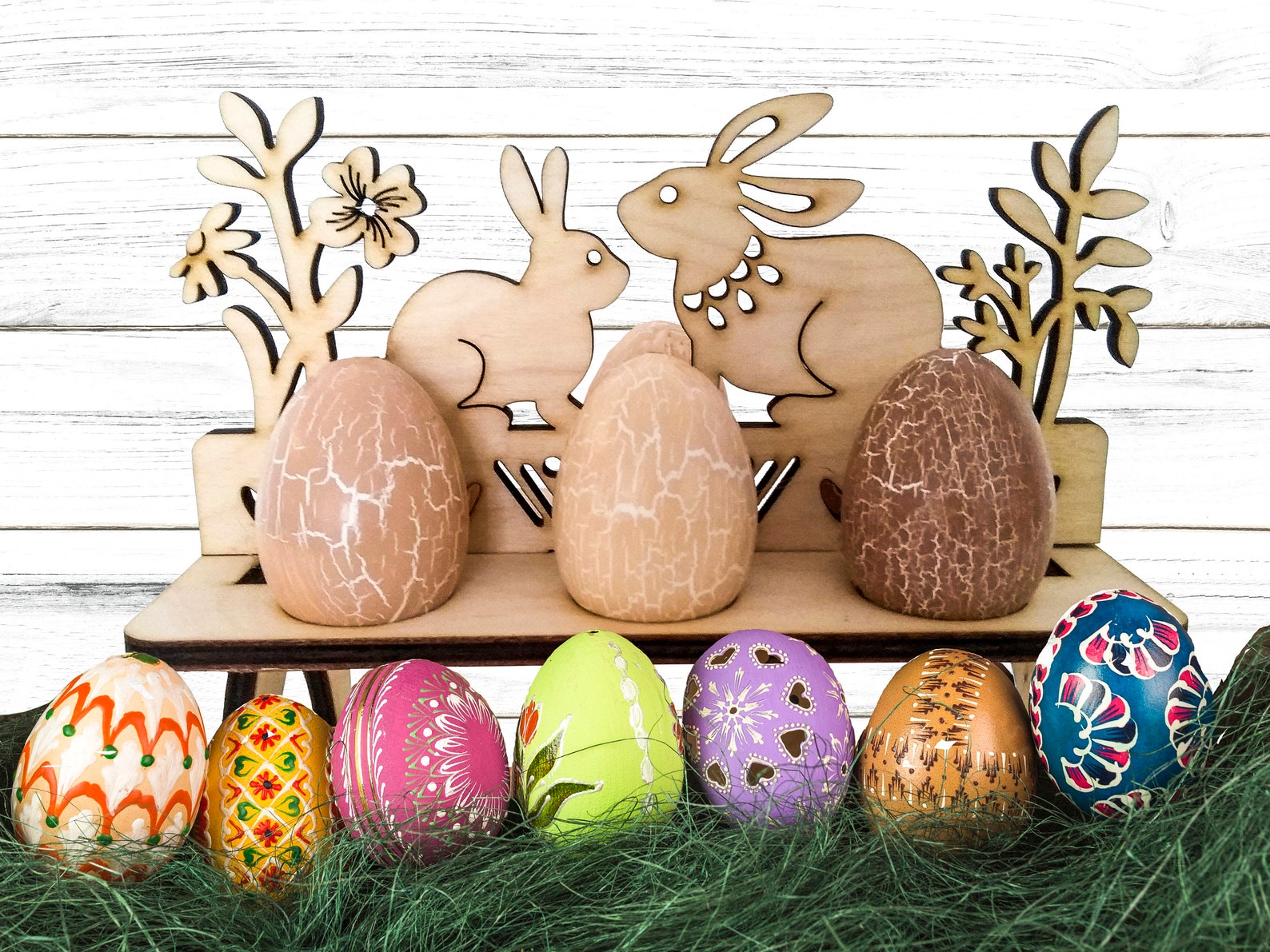 Vintage Easter Eggs Holder of Wood Spring Table Decoration Etsy