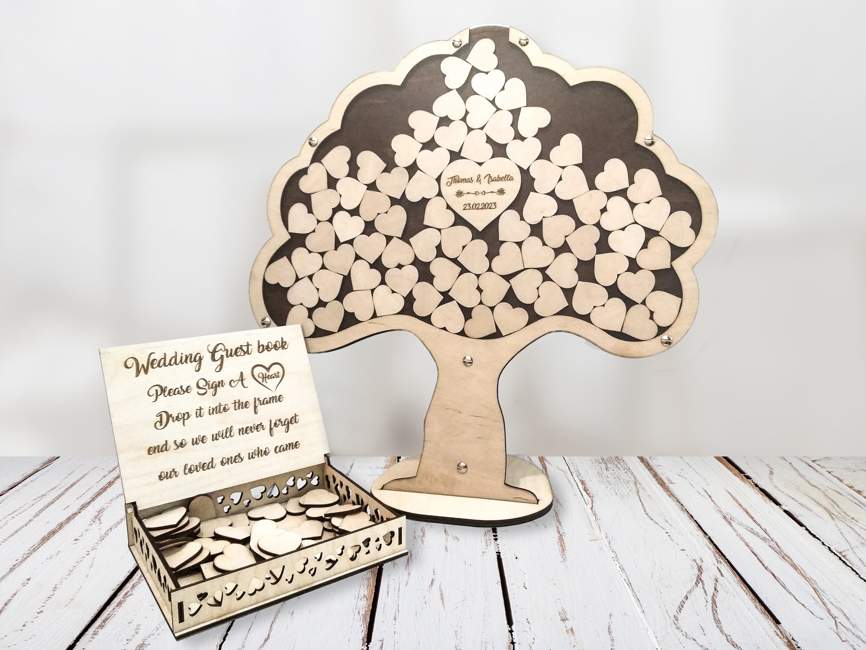 Wedding Decor Guest Book Wooden Tree Personalised Guest Book 20/30 Pages BR 