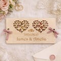 Personalized Wood Wedding Money Gift Card Holder: Engraved Names & Date product logo
