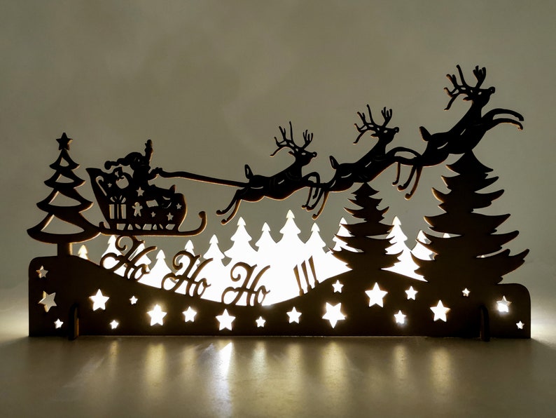 Vintage Christmas decoration, Christmas light decoration, Laser cut wood Christmas Decoration, Christmas town, Christmas Village 