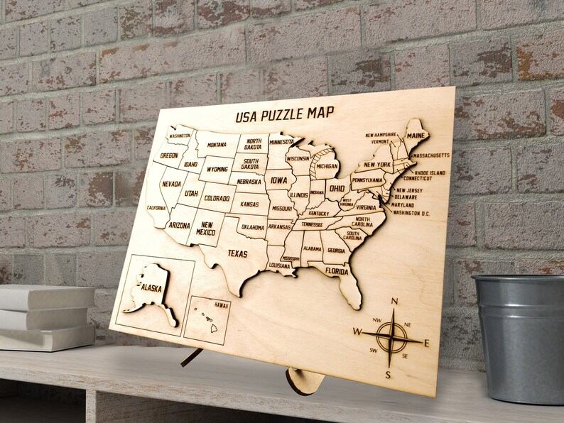 United States Map Wood Puzzle Laser - Il 794xN.4356133638 B5cj