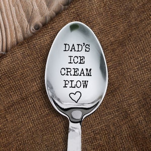 Engraved Dad Gift Ice Cream Spoon, Personalized Daddy Dessert Tool from Daughter/Son, Sentimental Fathers Day Gift Ideas, Plow Engraving