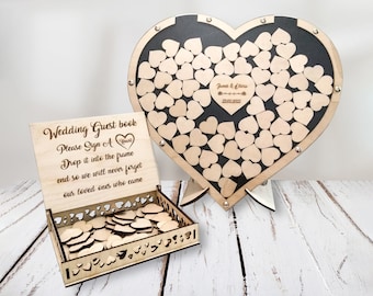 Rustic Heart Guest Book Alternative: Wedding Guest Wish Drop Box of Wood, Custom Summer - Fall - Winter - Spring Wedding Decoration