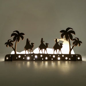Three Kings Christmas Ornament: Rustic Wood Nativity Scene Decoration - 3 Wise Men Figures