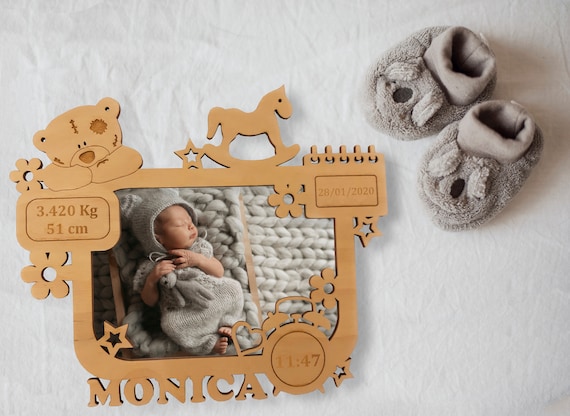 inciso NEONATO BOMBONIERA Baby personalizzata in LEGNO BLOCCHI 