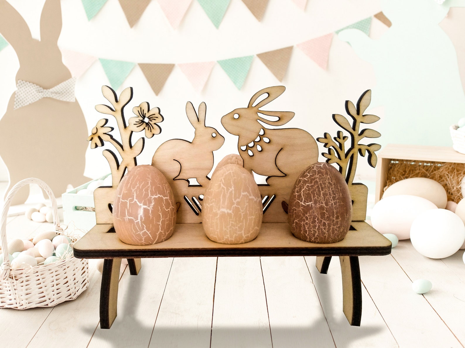 Vintage Easter Eggs Holder of Wood Spring Table Decoration Etsy