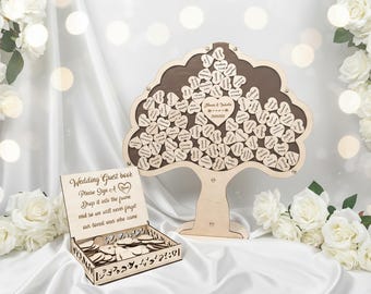 Libro de firmas alternativo con forma de árbol para bodas: Buzón de madera rústica