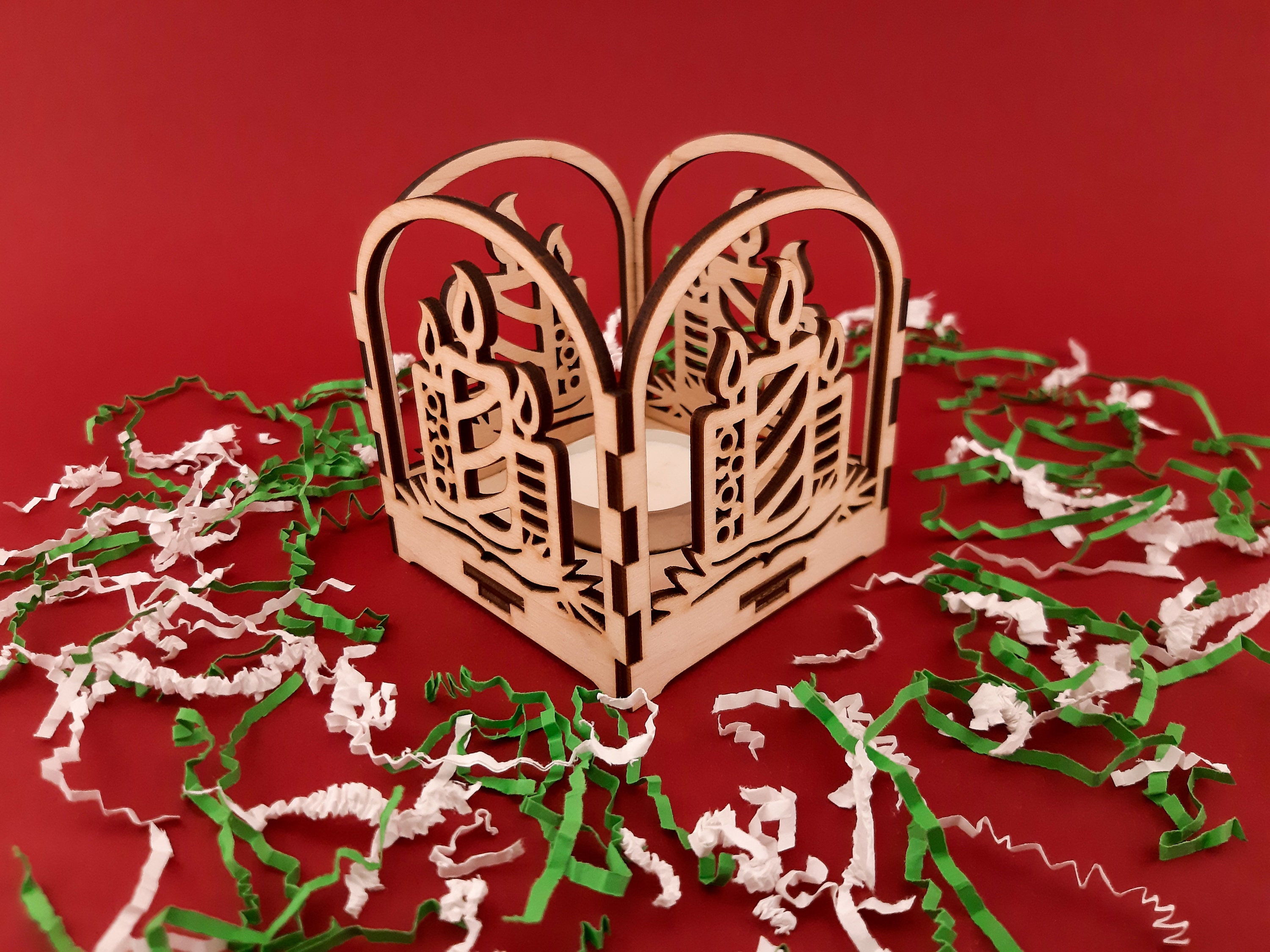 Tabletop Candle Lantern Christmas Flame Candlestick Wooden Etsy