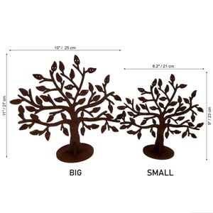 Jewelry holder tree measurements:
Big size 11 x 10 inch (27 x 25 cm),
Small size: 9 x 8.2 inch (21 x 23 cm) .