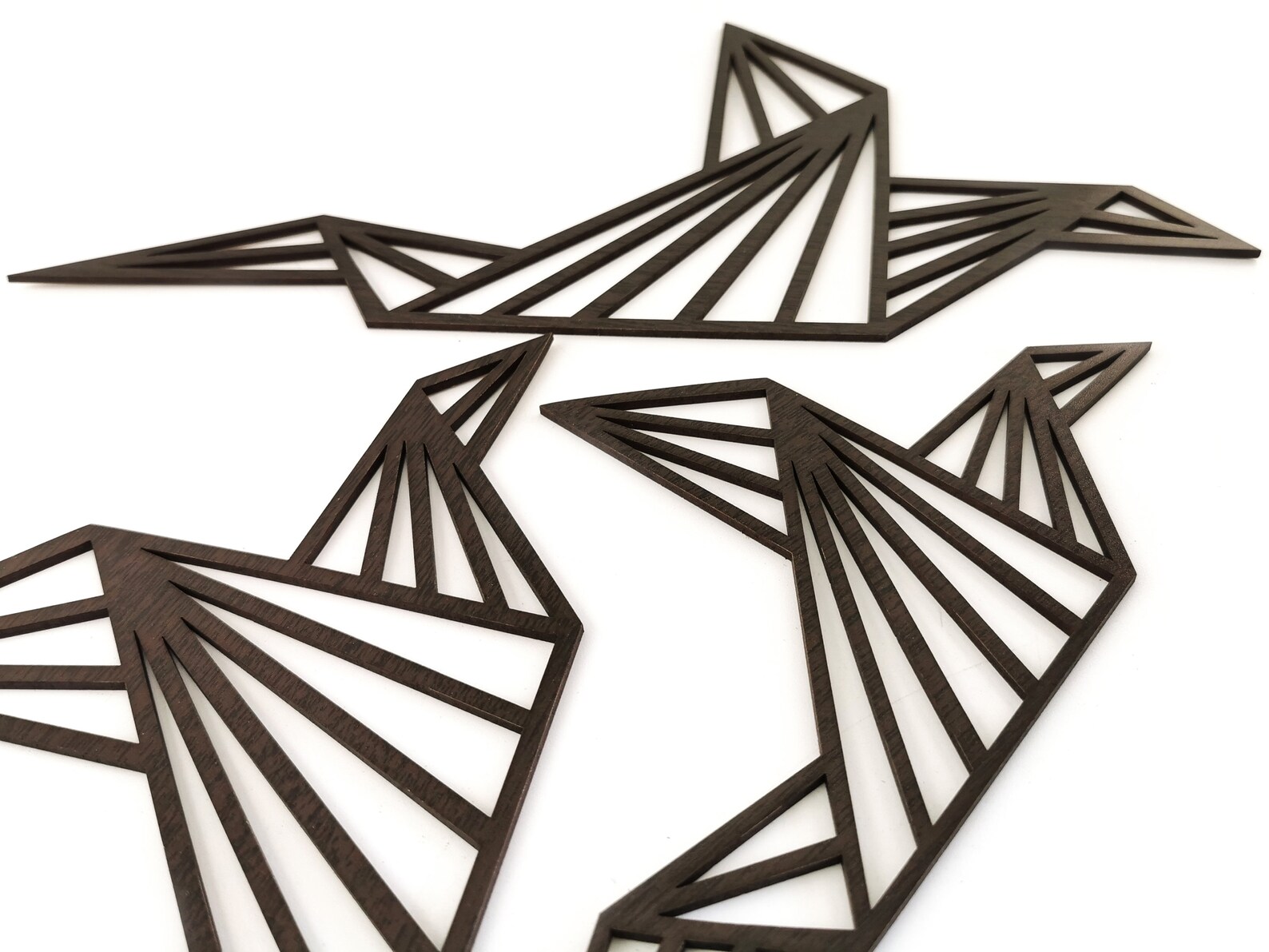Geometric Birds Wall Art Wooden Wall Décor Set of 3 Origami Etsy