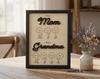 Custom Grandma Card Frame of Wood: Rustic Mother's Day Gift