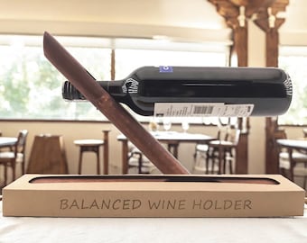 Personalized Wine Bottle Holder: Engraved Wooden Rustic balancer floating stand