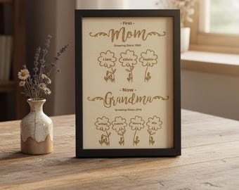 Personalized Grandma Frame of Wood: Rustic Mother's Day Gift