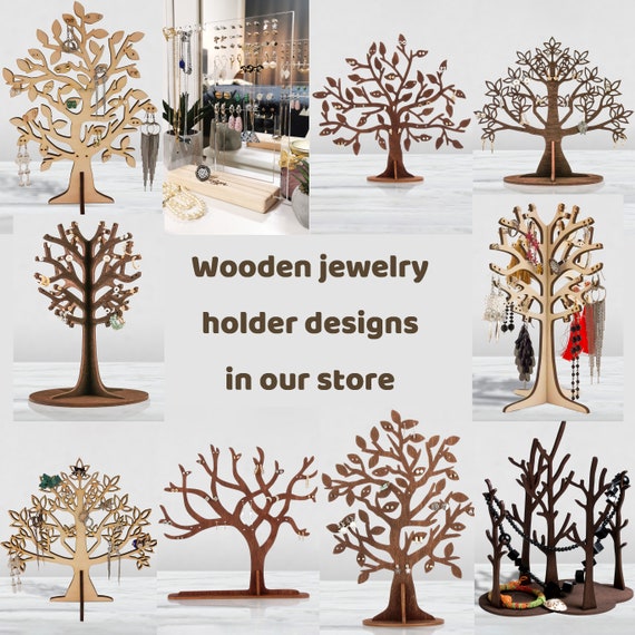 MetWoods Soporte organizador de joyas, soporte para collares, 3 niveles de  altura ajustable, soporte de exhibición de joyas, árbol con bandeja para