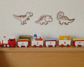 Laser geschnittene Dinosaurier-Wandkunst aus Holz: 3er-Set Babyzimmer Dekor