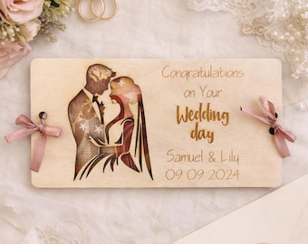 Personalized Wood Wedding Money Gift Card: Engraved Newlywed Keepsake