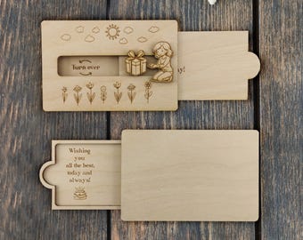 Wooden Sliding Birthday Card – Unique Gift Card Holder