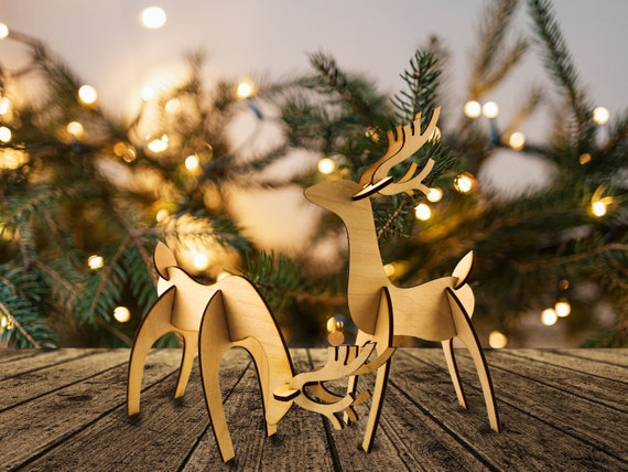 Wooden Christmas Decorations Reindeer Elk Art Gift for - Etsy Ireland