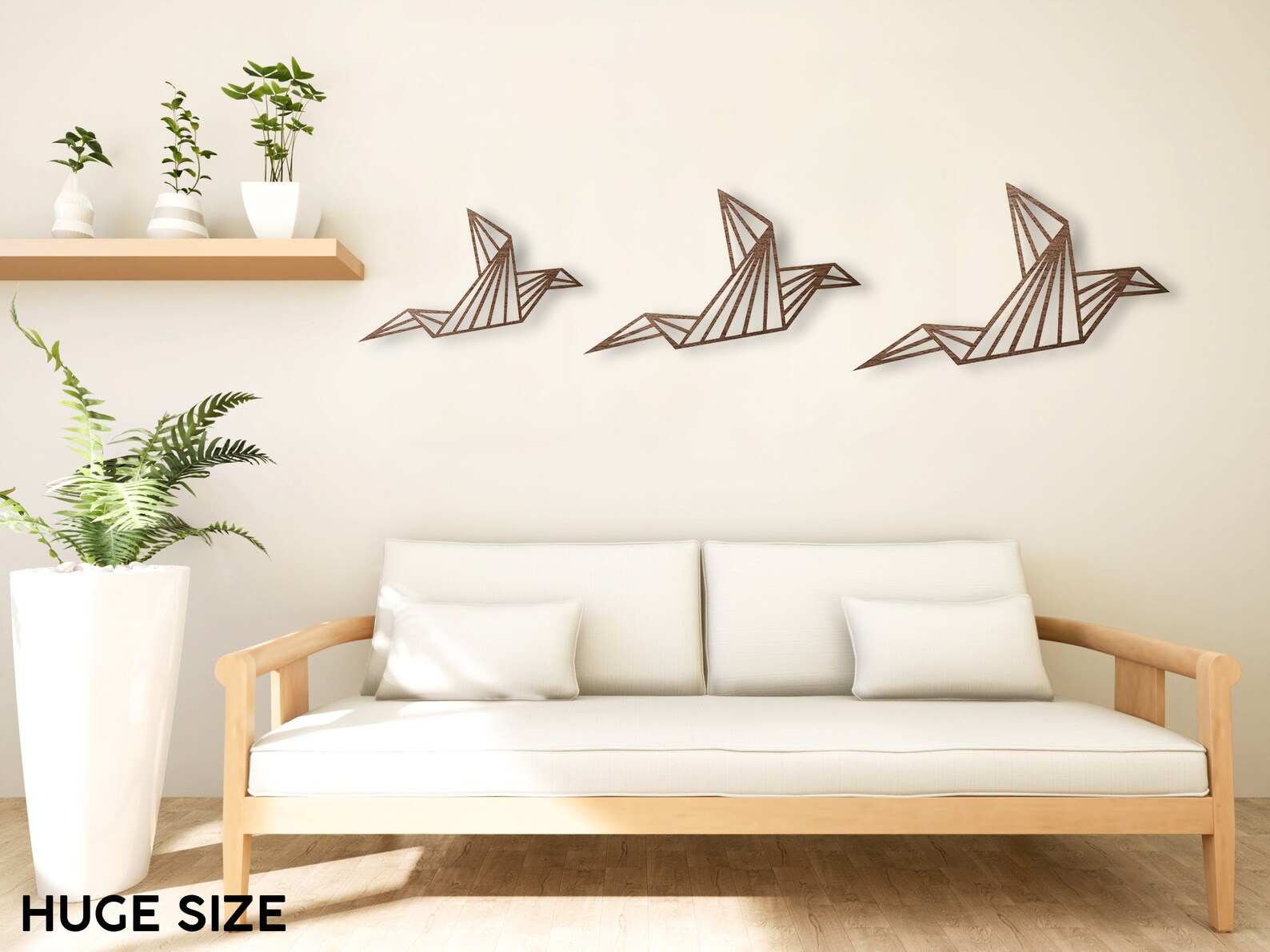 Geometric Birds Wall Art Wooden Wall Décor Set of 3 Origami Etsy