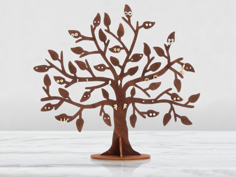 Jewelry tree, Earring holder, Wooden jewelry stand, Laser cut gift for any woman, Earring organizer for hanging jewelry 