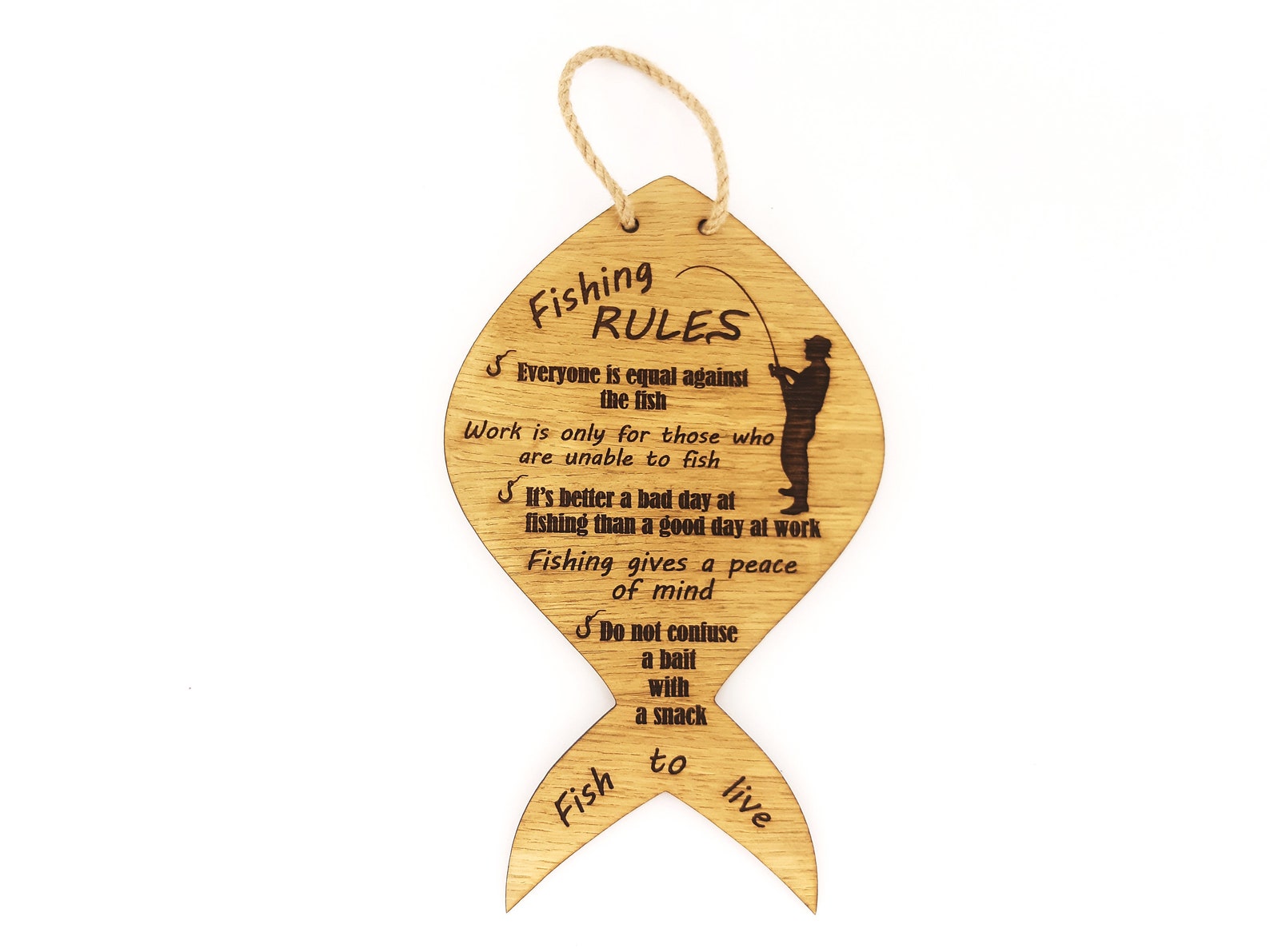 Fishing Rules Sign of Wood Rustic Cabin Decor Engraved Fish Etsy
