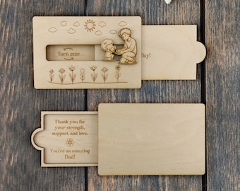 Wooden Sliding Father’s Day Card – Gift Card Holder for Dad