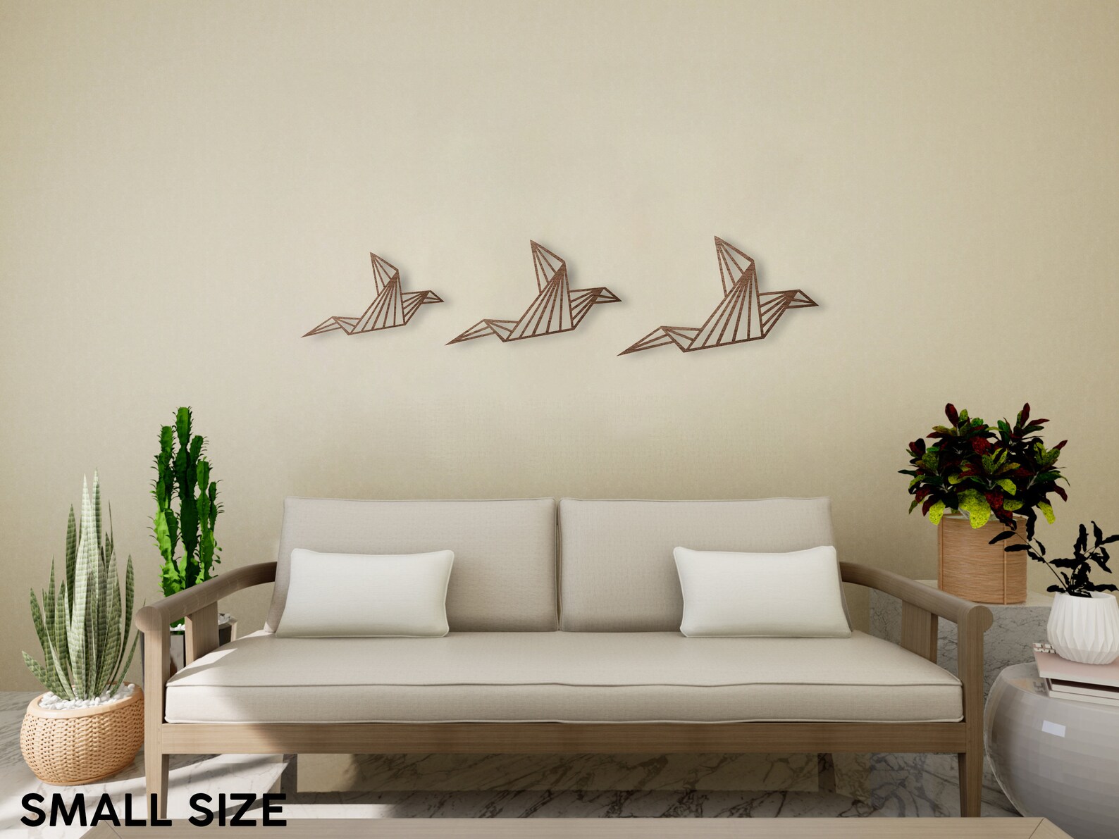 Geometric Birds Wall Art Wooden Wall Décor Set of 3 Origami Etsy