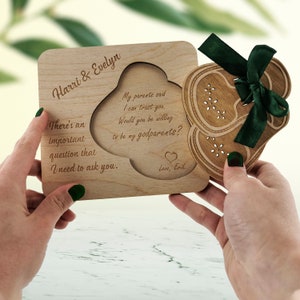 Proposta per i padrini – Invito personalizzato in legno, regalo rustico per il battesimo, biglietto di battesimo personalizzato per madrina/padrino