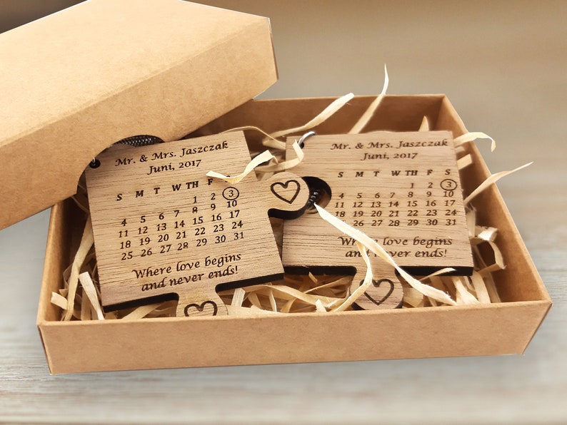 Puzzle Keychain for Couple Custom Engraved Keychain of Wood Etsy