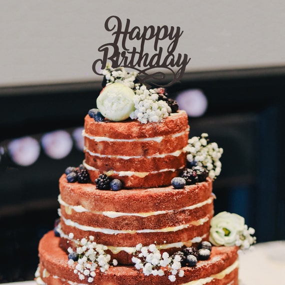 Décoration de gâteau Happy Birthday en papier miroir argenté