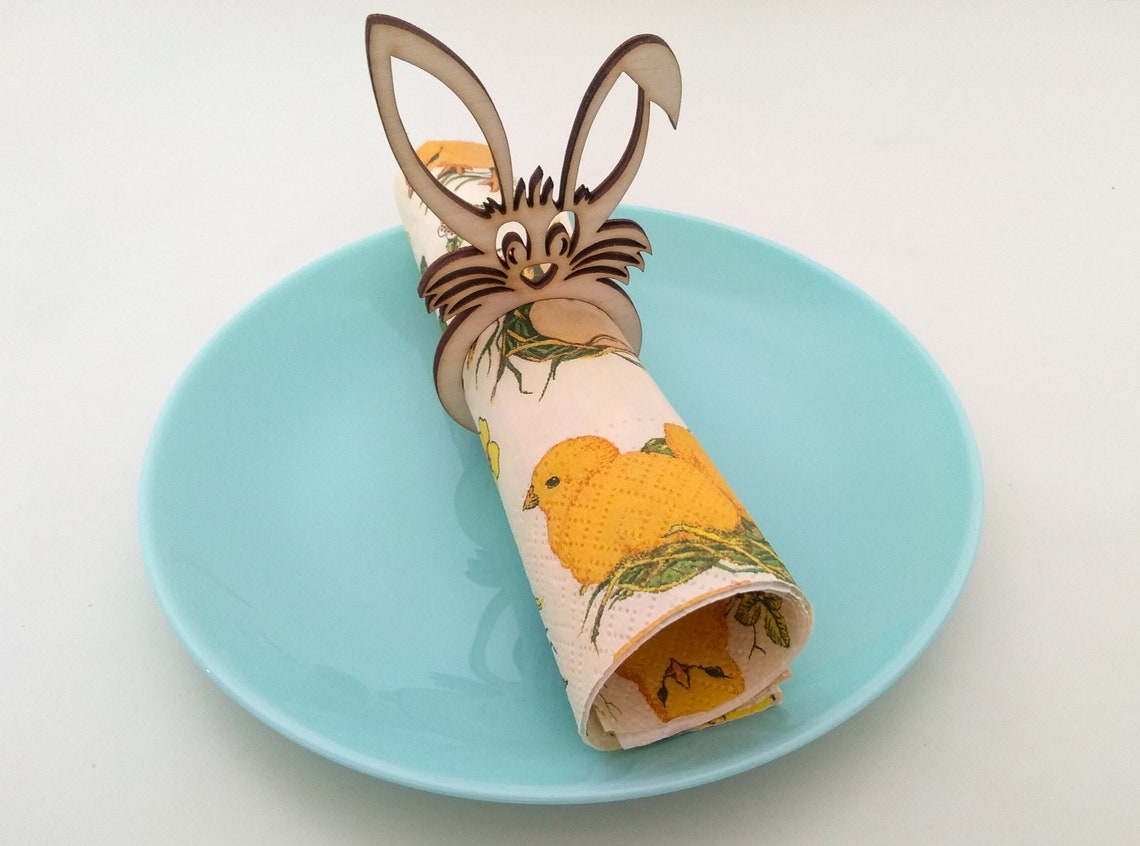 Wooden Bunny Napkin Rings Easter Napkin Holder Easter Table Etsy