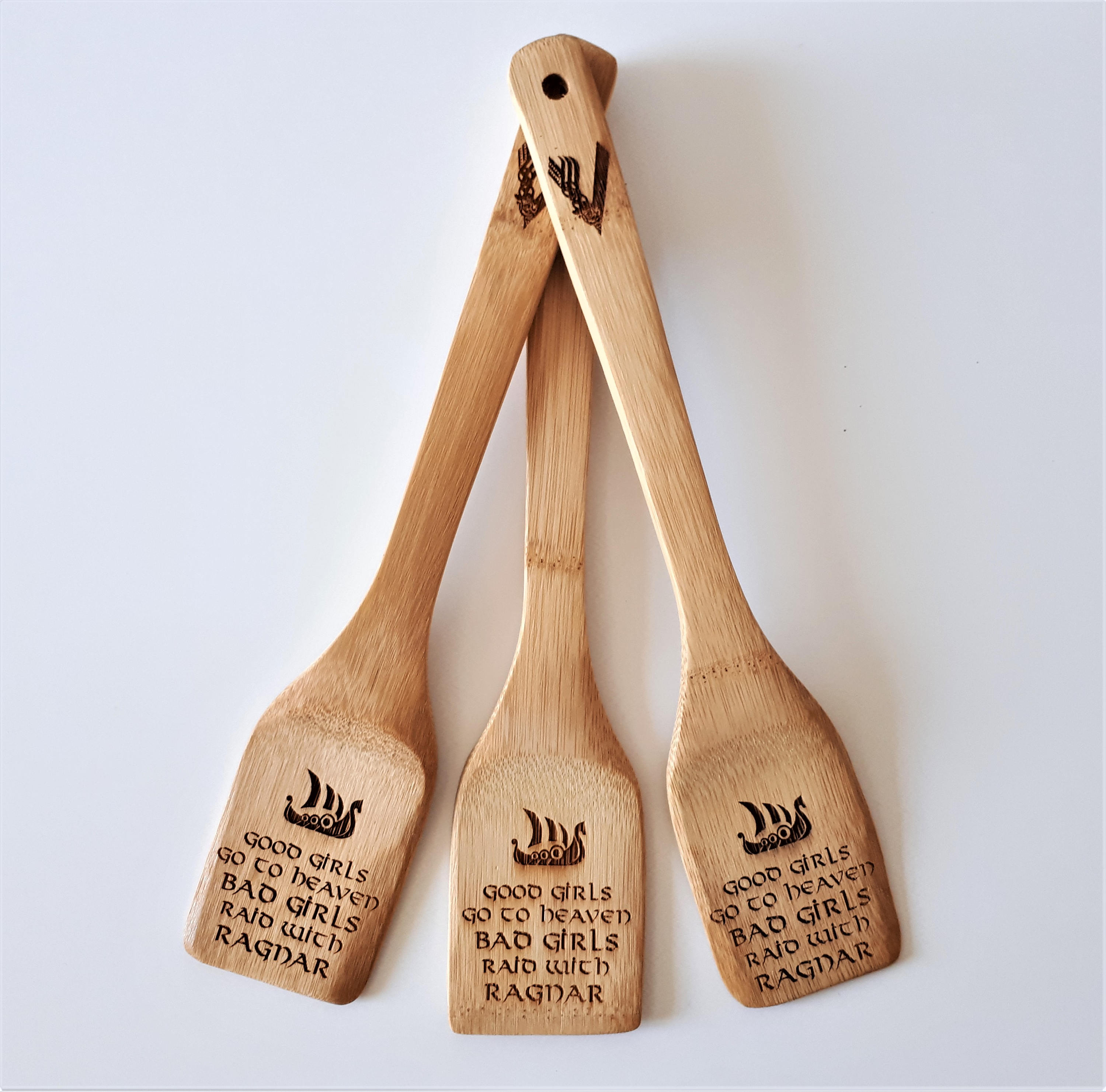 Vikings spatula / engraved spatula / natural wood spatula / Etsy