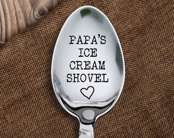 Personalized Dad Gift Papa's Ice Cream Spoon, Engraved Soup / Teaspoon Table Serving for Father's Day, Daddy Birthday Dessert Tool from Kids