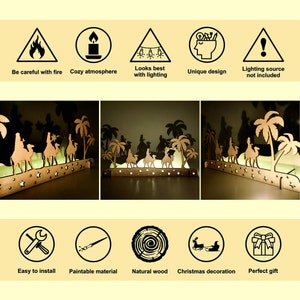 Features of Christmas decoration:
Be careful with fire;
Creates a cozy atmosphere;
Candles can be added;
Unique design;
Looks best with lighting;
Easy to install;
Can be colored;
Made of natural wood;
Christmas decorations;
Perfect Christmas gift.