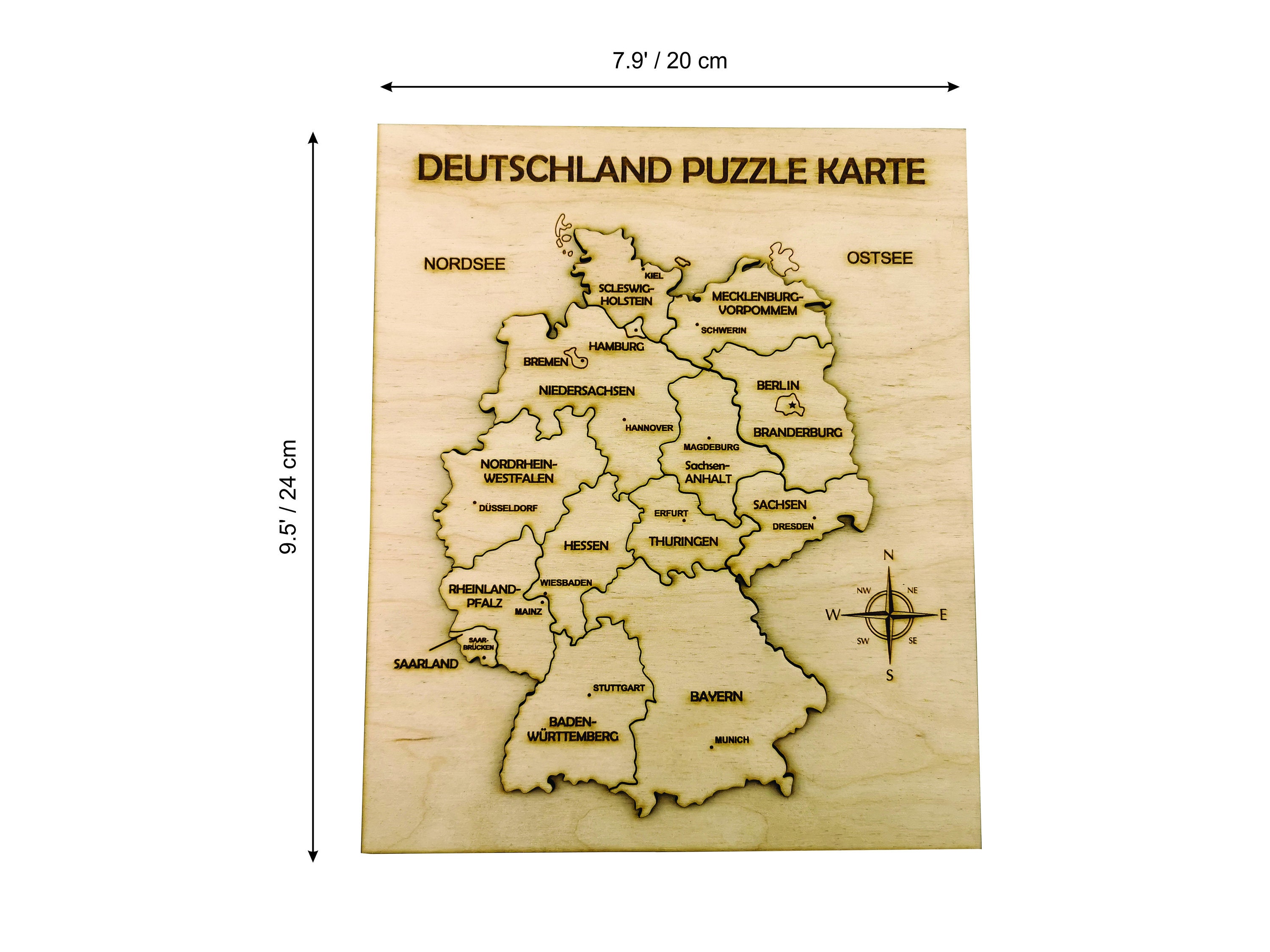 Larsen K40 Mapa físico de Alemania edición en Alemán Puzzle de Marco con 50 Piezas 
