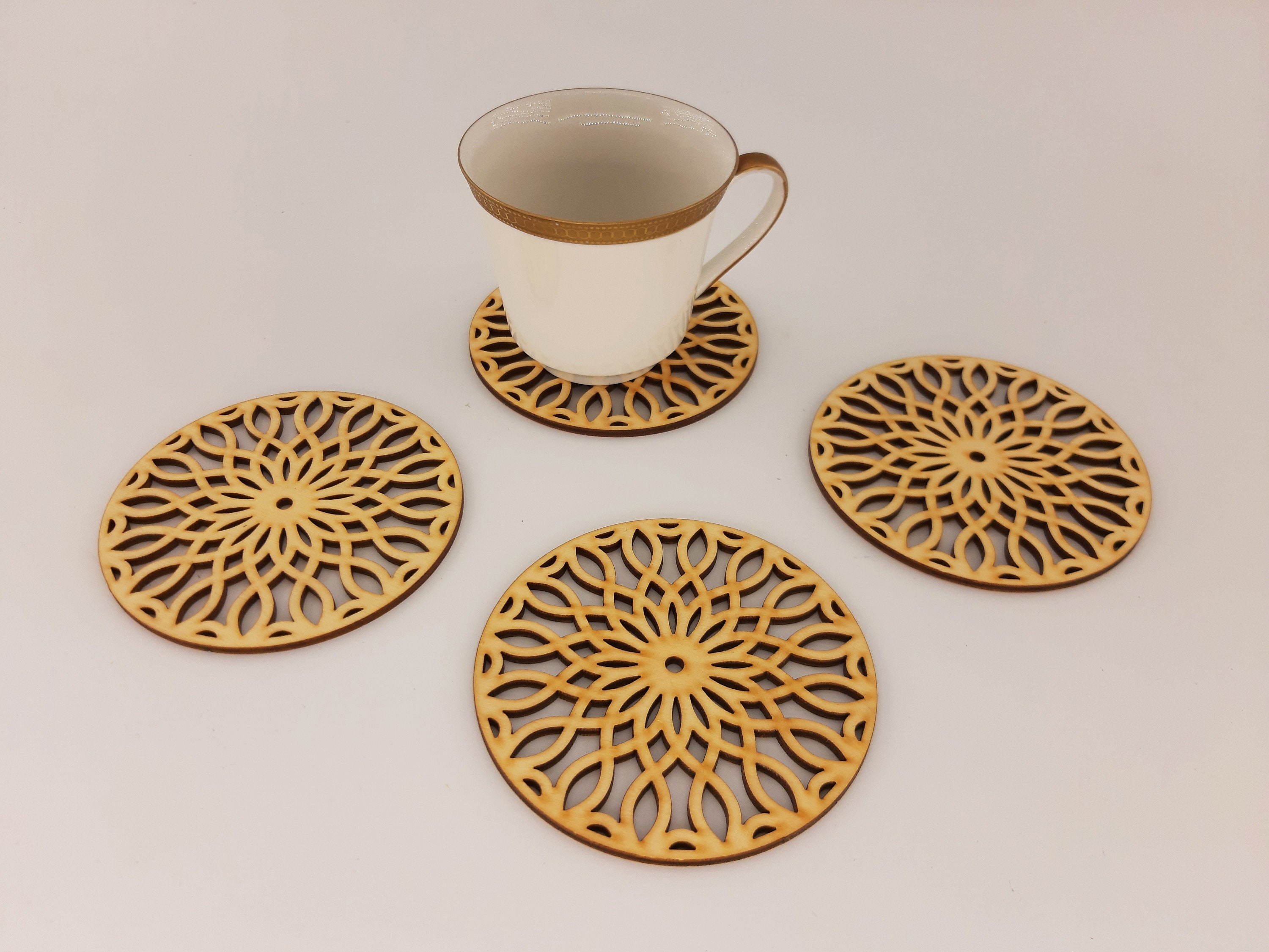 Cute coasters Wood coasters Set of 4 Laser cut coasters Etsy